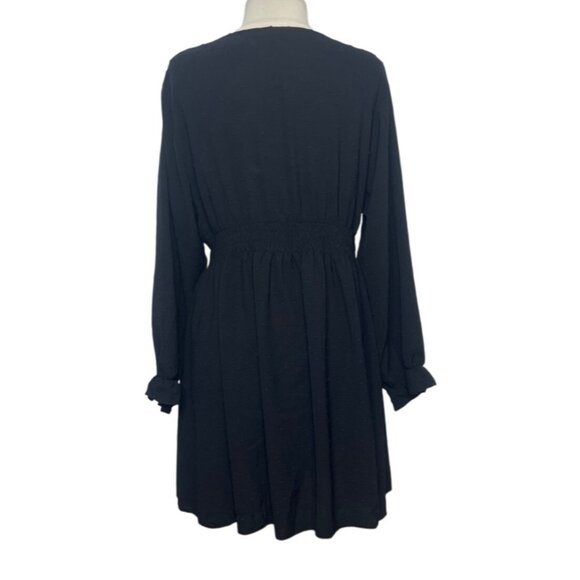 Cicidudu Dress Womens 1XL Black New WOT VNeck Long Sleeve - Picture 2 of 7